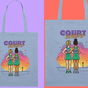 Blue Netball Court Slogan Organic Cotton Tote Bag | Gift For Netball Player | Netball Lover Gift | Netball Player Bag | Netball Team Gift
