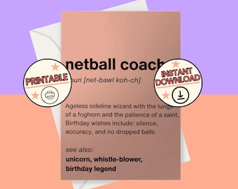 Lustige Geburtstagskarte für Netzball-Trainer, Nomen: Druckbare PDF
