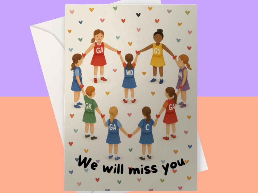 Netball Team Miss You Card | Netball Leaving Card | Netball Goodbye ...