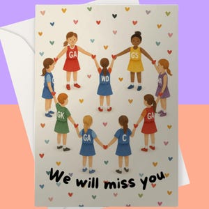 Vous manquez de vous de l'équipe de netball de Zazzle.be Liste d'envies Vous avez des idées ? de départ de netball | Carte d'adieu au netball | Cadeau pour joueur d'équipe de netball | Carte Miss You pour les joueurs de netball