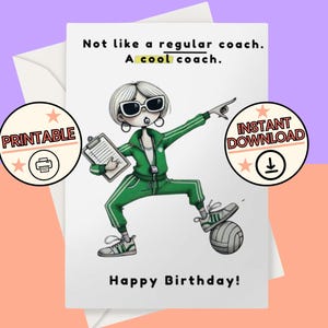 Cartão de Aniversário Engraçado de Treinador de Netball | Cartão de Saudação de Treinador de Netball | Presentes para Treinadores de Netball | Download Digital para Imprimir de Treinador Legal de Esportes