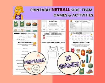 Kinder Netball Spiele Quiz-Bundle, Teamparty-Aktivitäten: Druckbare PDF