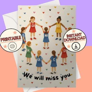 Afdrukbare korfbalteam Miss You-kaart | Vertrekkaart | Afscheidskaart | Cadeau korfbalteam | Miss You-kaart voor korfbalspeler | Digitale download
