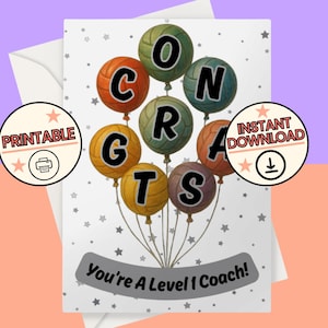 Biglietto di congratulazioni stampabile per allenatore di netball di livello 1 / Ben fatto allenatore di netball / Regalo per allenatore di netball / Nuovo allenatore di netball / Download digitale