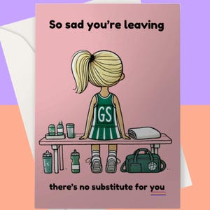 Carte Triste que vous partiez | de voeux pour joueur de netball | Cadeaux pour les joueurs de netball | d'équipe de netball | Au revoir Sports Card | Carte d'adieu