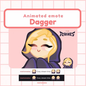 Emote animado de Capa y Puñal para Twitch y Discord: GIF chibi de Marvel Rivals | Emote de corazón para streamers y vTubers