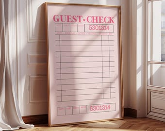 Coquette Guest Check Printable Wall Art (Digital Download)