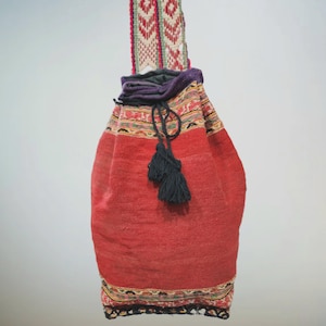 Handwoven Wool Duffle Backpack, 30L Peruvian Mochila Bag