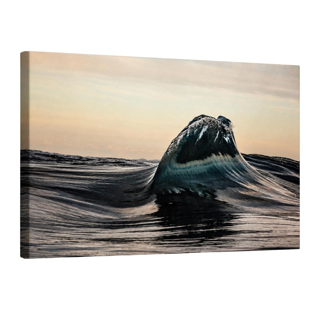 Wave Rising Drawing Rising Wave Ocean Canvas Wall Art Coastal Seascape Modern Blue Water ...