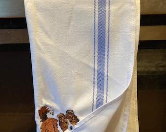 Toalla de cocina con diseño de ladrón de animales, paño de té bordado, toalla con diseño de cachorro ladrón, toalla de cocina con diseño de caballo, decoración de cocina rústica, regalo para amantes de los animales.