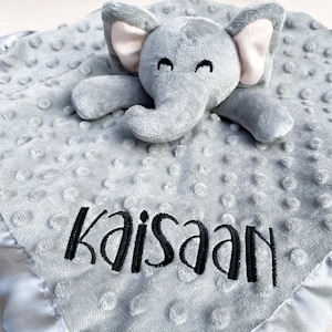 Elephant stuffed animal custom baby lovey safari theme baby room decor gender neutral baby shower gift idea for baby boy keepsake item