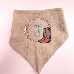 Western Embroidered Bandana Bib for New Baby Shower Gift Idea for Shower Boy Bib for Newborn Gift for First Birthday Custom Bib Milestone