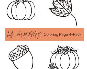Desenhos para colorir imprimíveis com temas de outono: simples e divertidos, desenhados à mão.