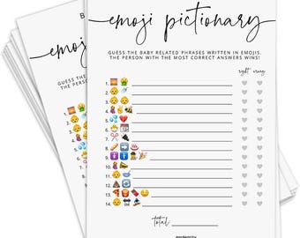 Baby Shower Emoji Pictionary Jeu, Jeux de bébé amusants, Imprimable