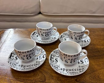 vintage set of 8 stoneware espresso cups and saucers