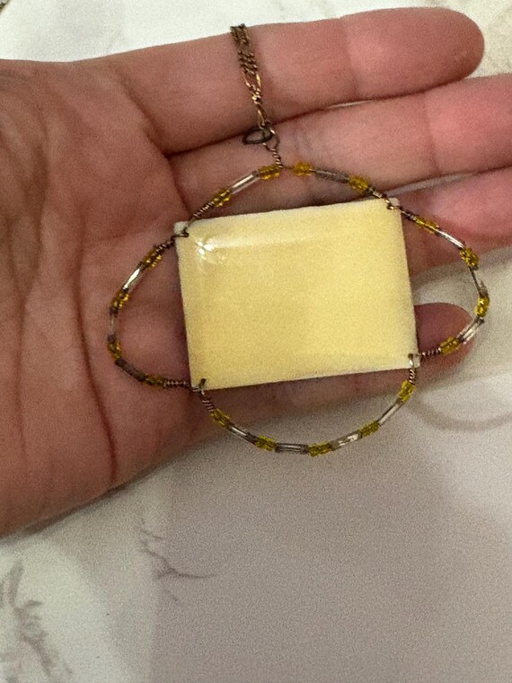 rectangular ceramic pendant necklace with an elep… - image 3