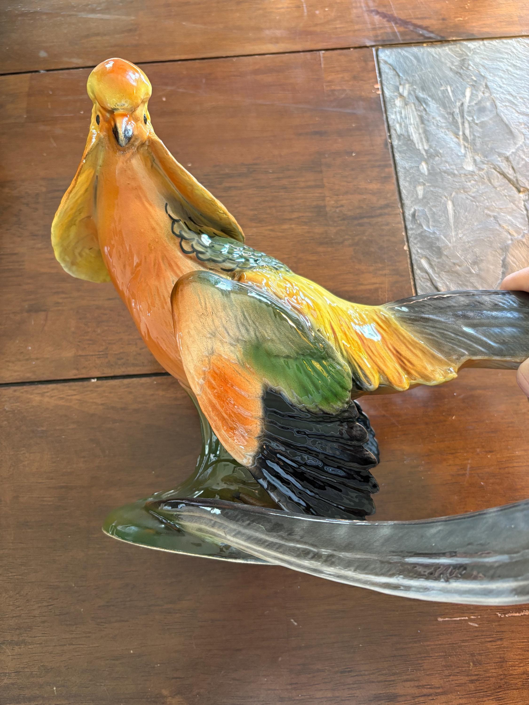 Vintage Maddux Golden Pheasant Figurine: 1950s Hand-Painted Ceramic Mid-Century Decor