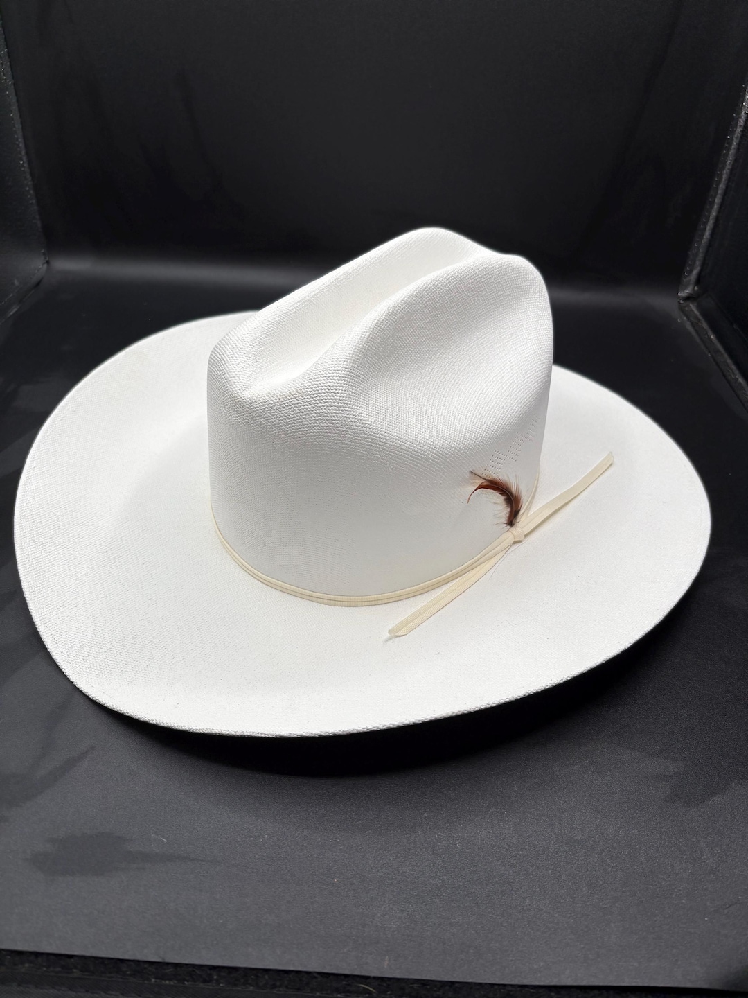White Goldcoast Sunwear Hat Cowboy Style New Feather Trim - Etsy display picture 1