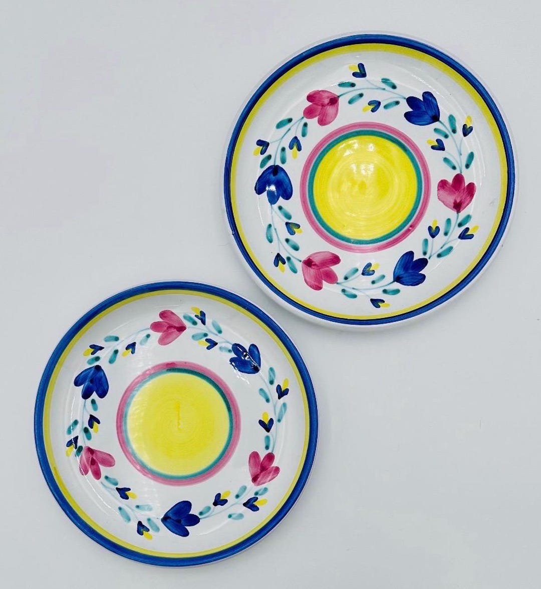 Caleca Vintage Italian Caleca Giardino Salad Plates – Set of 2 Hand Painted ...
