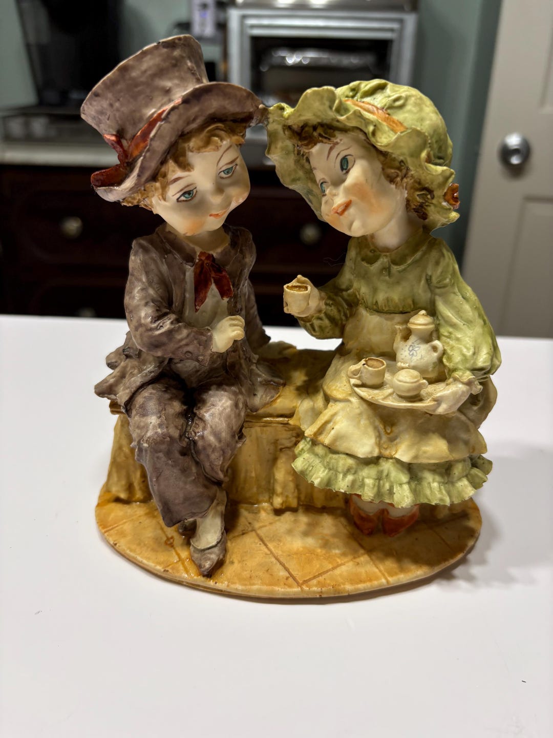 Vintage Giuseppe Armani Couple on A Bench Having Tea Figurine - Etsy