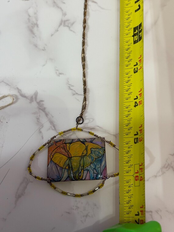 rectangular ceramic pendant necklace with an elep… - image 8