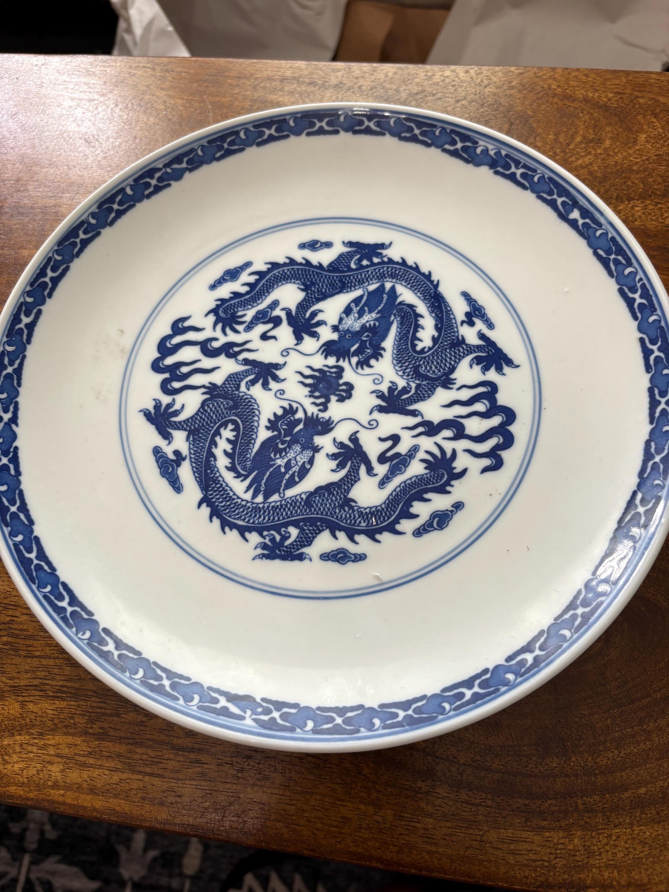 Vintage Blue Dragon Asian Plates - Etsy