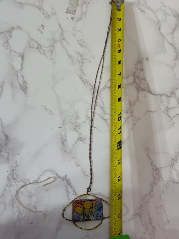 rectangular ceramic pendant necklace with an elep… - image 7