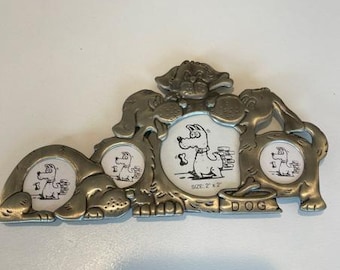 Dog Theme Pewter Picture Frame, 4-Photo Collage