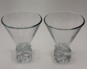 Vintage Di Saronno Melting Ice Cube Martini Cocktail Glasses Set Of 2