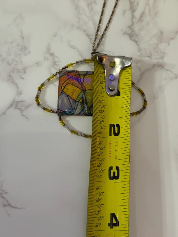 rectangular ceramic pendant necklace with an elep… - image 6