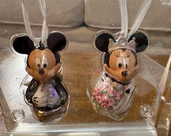Disney Mickey and Minnie Mouse wedding bell ornaments NEW