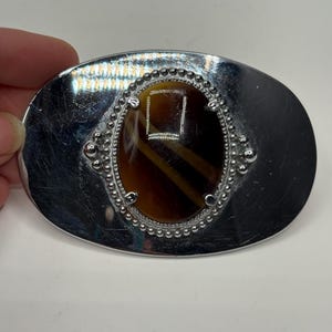 vintage large tigers eye cabachin belt buckle