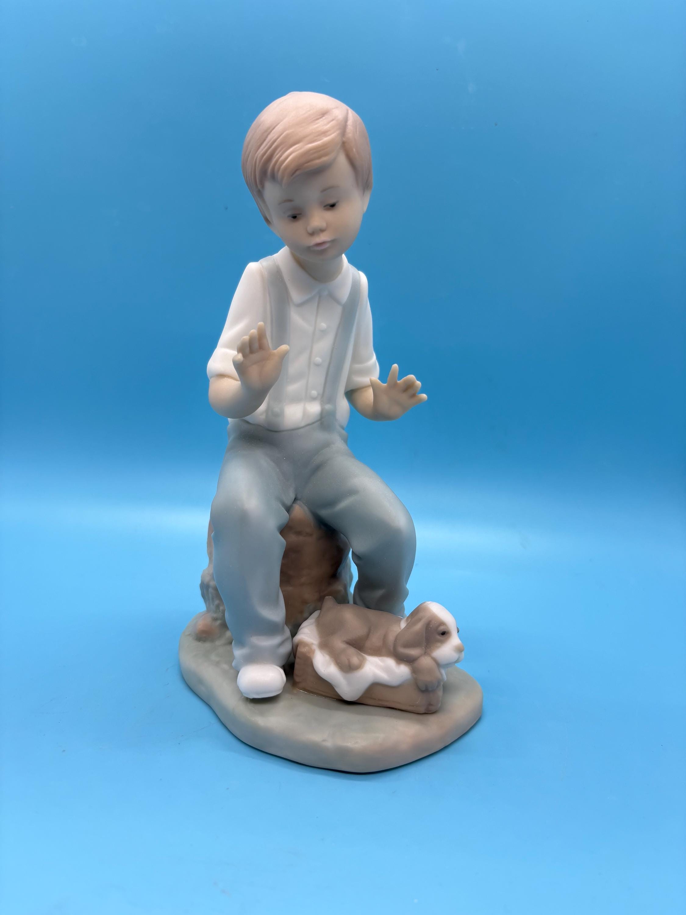 Nao by Lladro Homesick Friend Porcelain Figurine, Boy With Dog