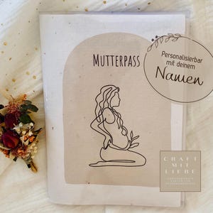 Mutterpasshülle mit Name personalisiert | Schwangerschaft Geschenk modern dezent | Hülle mit Fach | Wildblumensamenpapier nachhaltig Design