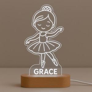 Gift for Girls – Personalized Ballerina LED Night Light – Custom Name Gift for Girls – Dance Room Decor – Nursery Light