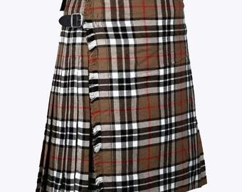 Schottischer traditioneller Thomson Kamel 8 Yard Schwerer Tartan Kilt - Handgefertigte Tartan Kilts für Herren