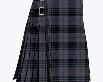 Schottischer traditioneller Mackay Blue 8-Yard-Schwergewichts-Tartan-Kilt - Handgefertigte Tartan-Kilts für Herren