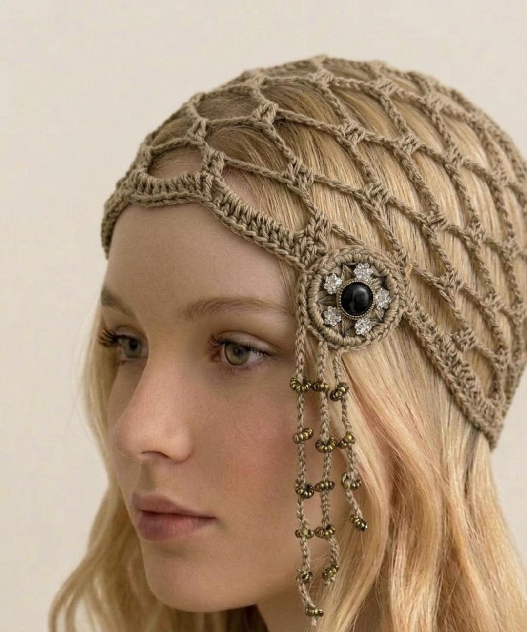 Handmade Crochet Mesh Skull Cap Summer Lace Beanie Boho Hollow Out ...