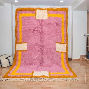 Custom Pink Berber Rug – Handmade Moroccan Wool Carpet – Boho Area Rug – Soft Pastel Colors – Made to Order Beni Ourain  Style