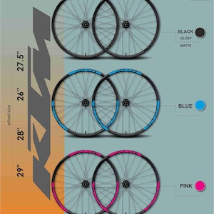 May include: A product image showcasing bicycle wheels in various sizes and colors. The wheels are available in 26", 27.5", 28", and 29" sizes, with black, blue, and pink accents. The image also displays the "MAX MODEL STUDIO" logo.