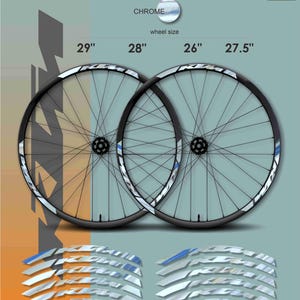 May include: Two bicycle wheels with chrome rims, available in 29", 28", 26", and 27.5" sizes. The image also shows chrome decals. The text "CHROME" and "wheel size" are displayed. The Max Model Studio logo is in the upper right corner.