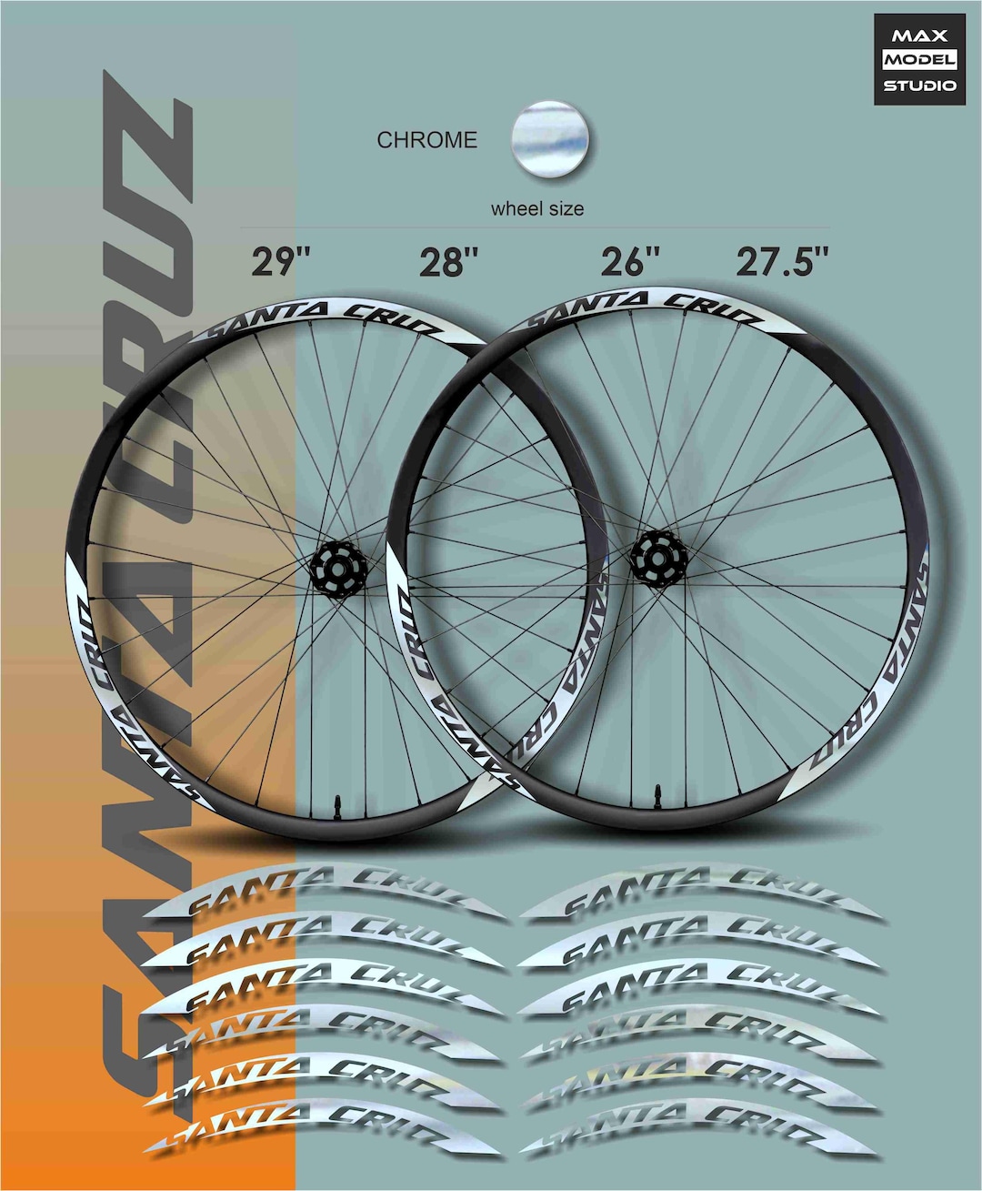Custom Santa Cruz Bike Rim Decal Stickers: 26”, 27,5”, 28