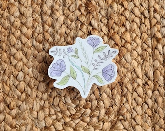 Purple Flower Bouquet Vinyl Sticker for Gifts, Water Bottle and Computers