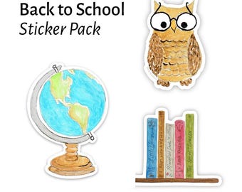 Back to School Sticker Pack | Owl, Globe, Books Vinyl Decals