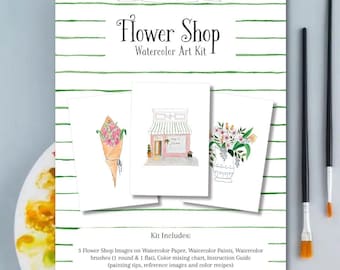 Flower Shop Beginner All-in-one DIY Watercolor Art Kit
