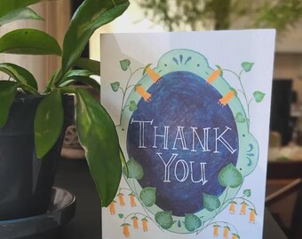 Thank You with Yellow Bell Flowers Greeting Card