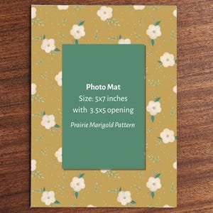 5x7 Photo Mat with Floral Patterned Paper | Beautiful framed art and photos | Custom framing | Blue Sprig, Mollie Navy, Praire Marigold