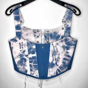 Upcycled Corset Top – Reworked Designer Shirt Bustier | Handmade Festival Crop Top | Sustainable Fashion