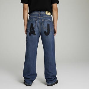 Vintage Armani Jeans Big Logo Baggy Fit Y2K Faded Denim 90er Jahre Loose Distressed Rare