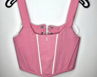 Upcycled Corsett Top - Handgefertigtes überarbeitetes Polo Bustier | Designer Festival Crop Top | Nachhaltige Mode